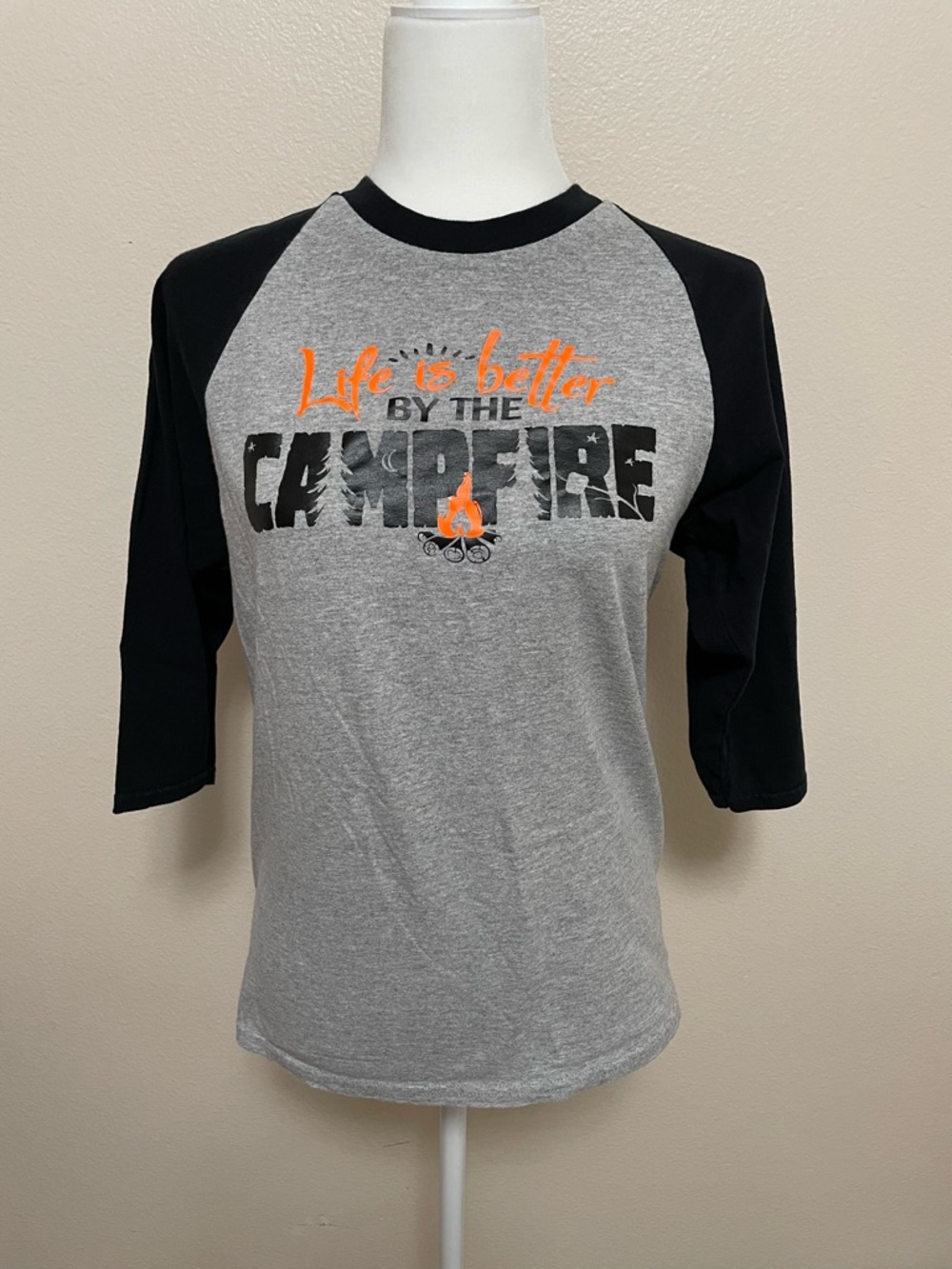 Life Is Better By The Campfire Raglan 3/4 Sleeve Graphic Shirt Hiking Camping